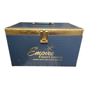 Vintage Empire Beauty Schools Blue & Gold Train Case